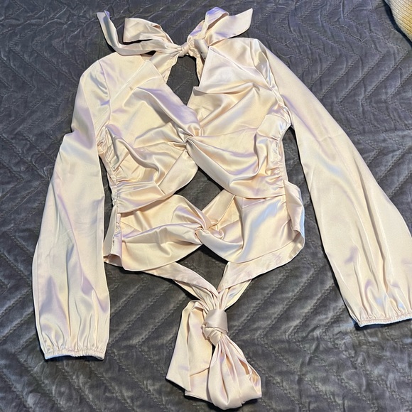 Sexy Satin Wrap Top - Picture 2 of 7